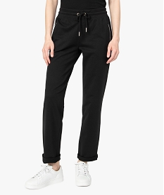 GEMO Pantalon de jogging femme fin à détails argentés Noir