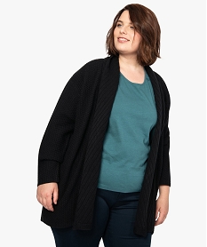 GEMO Gilet femme col châle porté ouvert à maille fantaisie noir standard