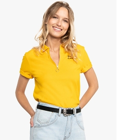 GEMO Polo femme à manches courtes avec col zippé Jaune