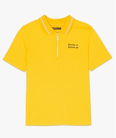 polo femme a manches courtes avec col zippe jaune tee-shirts tops et debardeurs9242401_4