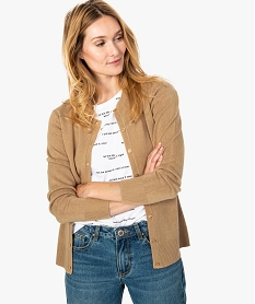 GEMO Gilet femme boutonné coupe classique et col rond Orange