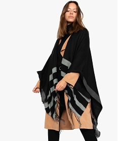 GEMO Cape femme à motifs finition franges gris standard