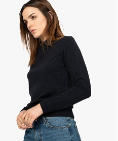 pull femme col montant coloris uni bleu9245701_1