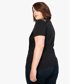 tee-shirt femme manches courtes avec dentelle aux epaules noir tee shirts tops et debardeurs9249001_3
