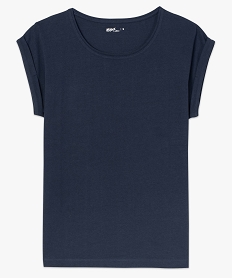 tee-shirt femme uni a manches courtes bleu9249801_4