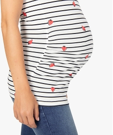 tee-shirt de grossesse raye a manches courtes a motif fraises imprime9251601_2