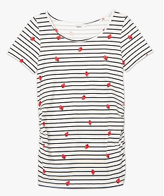 tee-shirt de grossesse raye a manches courtes a motif fraises imprime9251601_4