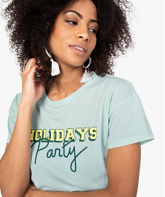 tee-shirt femme fluide a manches courtes avec imprime vert t-shirts manches courtes9252901_2