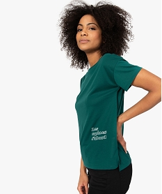 GEMO Tee-shirt femme fluide à manches courtes avec imprimé Bleu