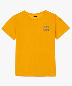 tee-shirt femme fluide a manches courtes avec imprime jaune9253301_4