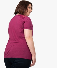 tee-shirt femme manches courtes avec dentelle aux epaules violet9254301_3