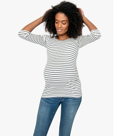 GEMO Tee-shirt de grossesse rayé en coton bio avec manches 34 Imprimé