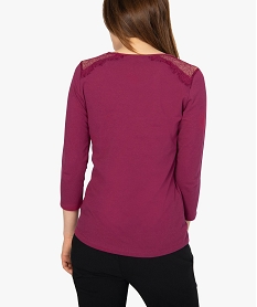 tee-shirt femme a manches longues et dentelle violet9258801_3