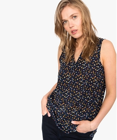 GEMO Débardeur femme à motifs et col V marron chine