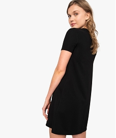 GEMO Robe femme coupe trapèze à manches courtes Noir