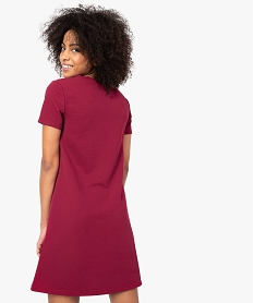 robe femme coupe trapeze a manches courtes rouge9262701_3