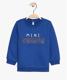 sweat bebe garcon en molleton doux a message contrastant bleu9263201_1