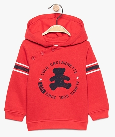 sweat bebe garcon molletonne a capuche - lulu castagnette rouge9263501_1