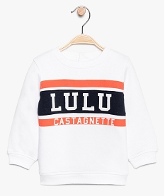 sweat bebe garcon raye en molleton doux - lulu castagnette blanc9263601_1