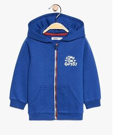 GEMO Sweat bébé garçon zippé à capuche en molleton doux bleu standard