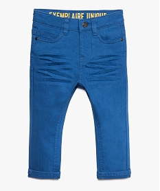 pantalon bebe garcon coupe slim en toile unie bleu pantalons9265301_1