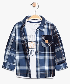 GEMO Ensemble bébé garçon 2 pièces : tee-shirt + chemise bleu standard