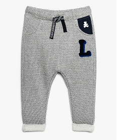 pantalon bebe garcon en maille bicolore - lulu castagnette gris9267201_1