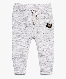 pantalon bebe garcon en molleton avec taille en bord-cote gris9267301_1