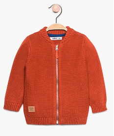 GEMO Gilet bébé garçon zippé en maille fantaisie Orange