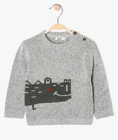 pull bebe garcon en maille chinee a motif gris9270601_1