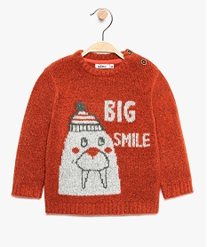 GEMO Pull bébé garçon en maille chinée à motif Rouge