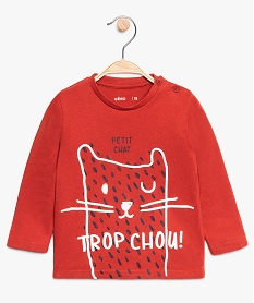 GEMO Tee-shirt bébé garçon à motif et manches longues en coton bio Orange