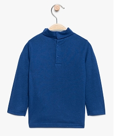 tee-shirt bebe garcon en coton bio manches longues et col roule bleu9273701_2