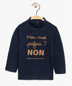 GEMO Tee-shirt bébé garçon en coton bio manches longues et col roulé noir standard