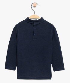 tee-shirt bebe garcon en coton bio manches longues et col roule bleu9273801_2