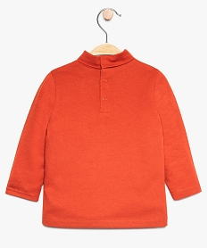 tee-shirt bebe garcon en coton bio manches longues et col roule orange9274201_2