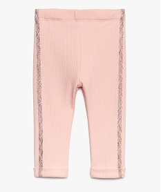 GEMO Leggings bébé fille avec liseré pailleté sur les côtés Rose