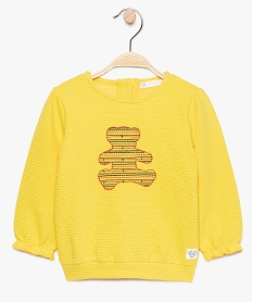 sweat bebe fille texture et brode - lulu castagnette jaune9275301_1