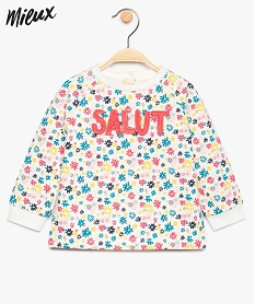 GEMO Sweat bébé fille à motifs fleuris en coton bio Multicolore