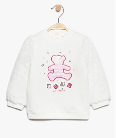 sweat bebe fille manches - lulu castagnette blanc9275601_1