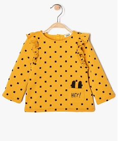 GEMO Pull bébé fille en matière sweat chaude à motifs Jaune