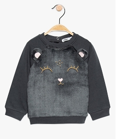 pull bebe fille jersey molleton et peluche gris9275801_1