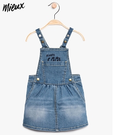 GEMO Robe bébé fille en jean avec bretelles Gris