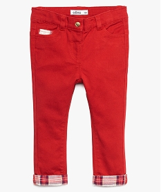 pantalon bebe fille slim avec revers tartan rouge9278001_1