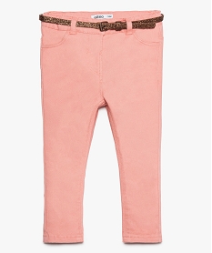 GEMO Pantalon slim bébé fille à ceinture pailletée Rose