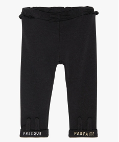 GEMO Pantalon bébé fille chaud à motif et taille élastiquée Noir