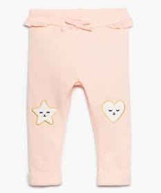 GEMO Pantalon bébé fille chaud à motif et taille élastiquée Rose