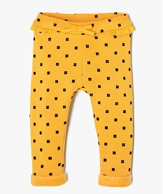 pantalon bebe fille chaud a motif et taille elastiquee jaune9280501_1