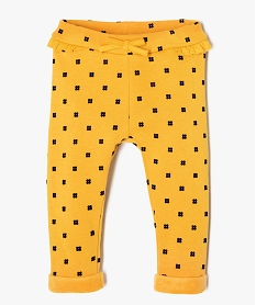 GEMO Pantalon bébé fille chaud à motif et taille élastiquée Jaune