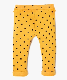 pantalon bebe fille chaud a motif et taille elastiquee jaune9280501_2